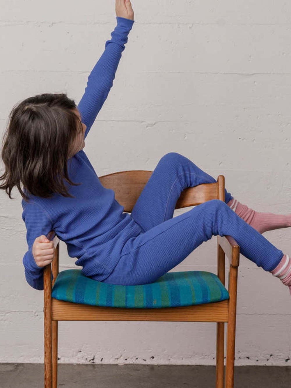 Noble Kids French Blue Long-Sleeve Waffle Pajama Set